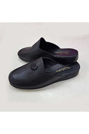 Erkek Siyah Deri Çeyizlik Terlik ROZ.2.8.9.EL.T.