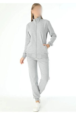 Dik Yaka Kadın Gri Eşofman Takımı ROZ.30.EL.00.T