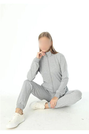 Dik Yaka Kadın Gri Eşofman Takımı ROZ.30.EL.00.T