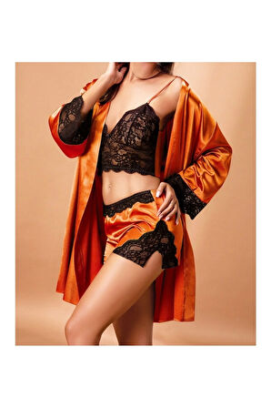 Kadın Amber Bralet Şortlu Amber Kimono  Takım N.UR.3.5.R.O.0.9.Z.E.L.T.