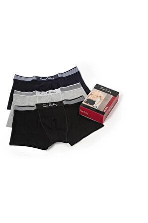 Modal Pamuklu Likralı 3'lü Siyah Lacivert Gri Boxer R.O.3.Z.6.E.L.0.T.