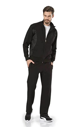 Erkek Siyah  Fermuarlı Eşofman Takımı R.O.7.0.0.Z.E.0.0.L.T.