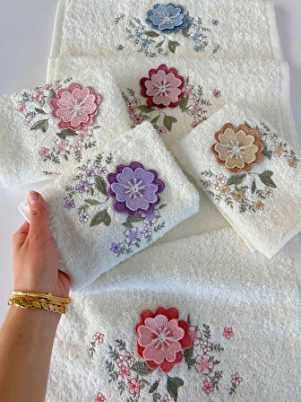 MYSOFT 6'LI 30X50 3D NAKIŞLI HAVLU - MENEKŞE