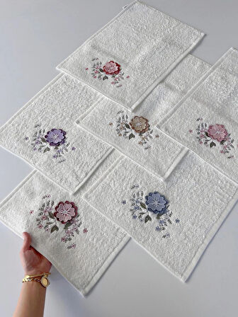 MYSOFT 6'LI 30X50 3D NAKIŞLI HAVLU - MENEKŞE