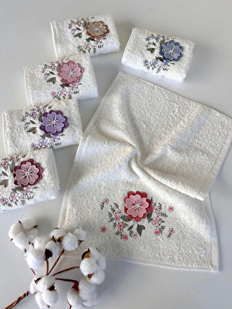 MYSOFT 6'LI 30X50 3D NAKIŞLI HAVLU - MENEKŞE