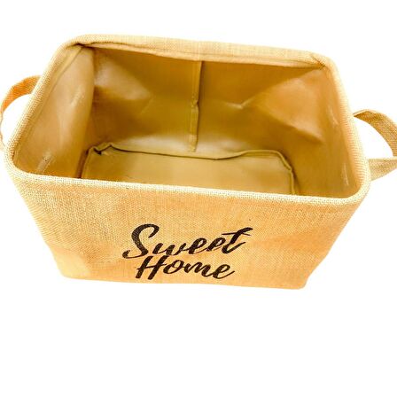 Sweet Home Jüt Hasır Ev Düzenleyici Mutfak Banyo Salon Sepeti Katlanır Sıvı Korumalı Büyük