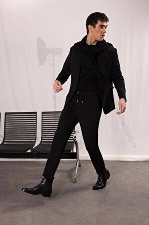 DeFacto Gabardin Jogger Pantolon Duble Paça Beli Lastikli Cepli Y2651AZ24AUBK27