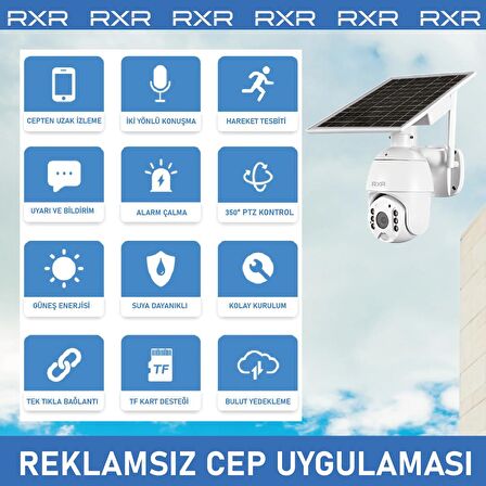 RXR C16 4G Sim Kartlı Bataryalı Solar Dış Ortam 360° Hareket Kontrollü solar güneş enerjili kamera