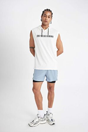 DeFactoFit Slim Fit Dar Kesim Baskılı Kapüşonlu Sporcu Atlet A1819AX24HSER105
