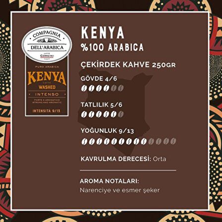 Caffe Corsini Kenya %100 Arabica Çekirdek Kahve 250GR