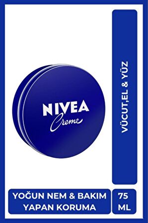 Nivea Creme 75ml, Yoğun Nemlendirici, Bakım Yapan Koruma, Eucerit, Yumuşak Ve Pürüzsüz Cilt, El Yüz Vücut