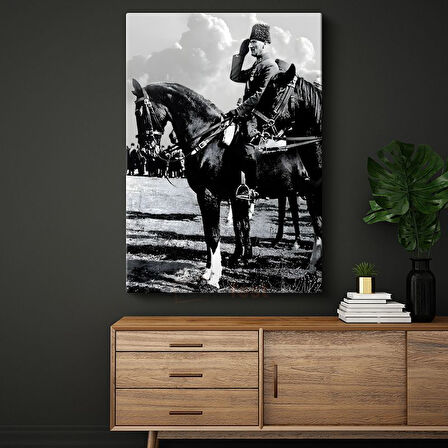 Atlı Komutan - Siyah Beyaz Askeri Portre Kanvas Tablo