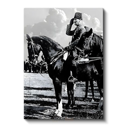 Atlı Komutan - Siyah Beyaz Askeri Portre Kanvas Tablo