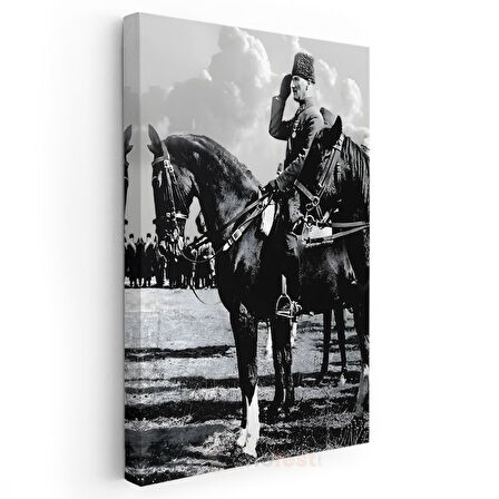 Atlı Komutan - Siyah Beyaz Askeri Portre Kanvas Tablo