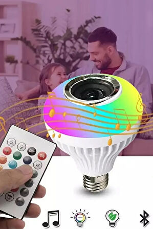 Bluetooth Hoparlör Rgb Ledli Lamba Kumandalı Müzik Çalar Ampul Renkli Ampul