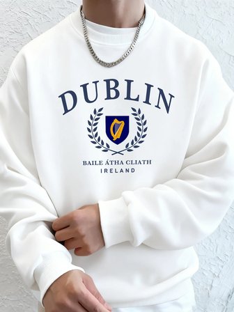 Dublin İrlanda Mektup Baskılı Kapüşonlu Kazaklar Erkek Yumuşak Sıcak Kapüşonlular Cep Sonbaha