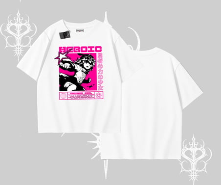 Oversize Tshirt Heroic Anime Girl Japon Stil Grafik Baskılı