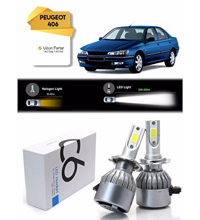 Peugeot 406 Uzun Far Led Xenon Şimşek Etkili