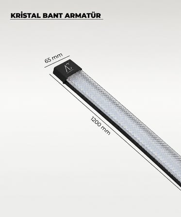 60W Siyah Kristal LED Bant Armatür 6500K Beyaz Işık – 120 cm