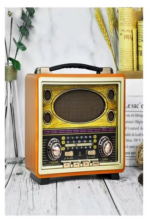 M-2027BT Gerçek Ahşap Eskitme Kaplama Radyo Fm Am Sw USB Tf Aux Destekli Bluetooth Hoparlör