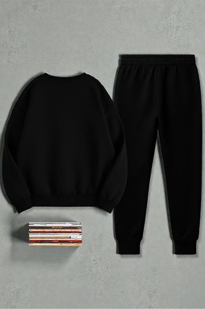 Unisex Arizona Tasarım Basklı Bisiklet Yaka Sweatshirt - 2'li Eşofman Takımı