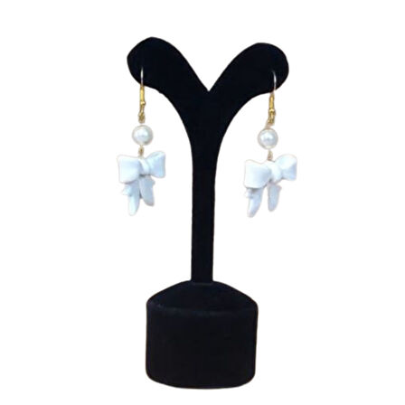 Uretti - Hatice 4962 El Yapımı İnci Detaylı Polimer Kil Fiyonk Küpe