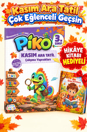 3. Sınıf Maarif Model Kasım Ara Tatili Çalışma Yaprakları Karekod Çözümlü (Hikaye Kitabı Hediyeli)