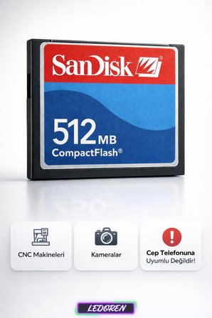 512 Mb Cf Compact Flash Hafıza Kartı Cnc Makine Kartı