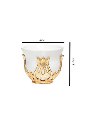 Altılı Gold Metalli Kahve Fincanı Takımı – Mırra Kahvesi Sunumu İçin Özel Set  | Arap Espresso & Zemzem Takımı