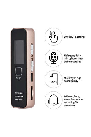Dijital Ses Kaydedici KB65 Ses Diktafon Mp3 Çalar USB Bellek 16Gb
