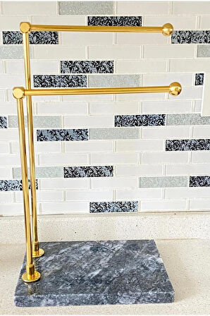 Mermer Ayaklı Gold Metal Banyo El Havluluk Kağıt Havluluk Standı