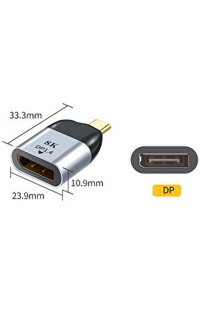 Pmr 8K DP1.4 Type c Displayport Çevirici Adaptör
