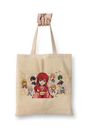 Akatsuki No Yona Karakterler Beyaz Bez Çanta Uzun Saplı Alışveriş Çantası Plaj Çantası