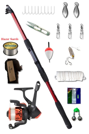 Travel Kırmızı 165CM 50-150gr Ak 200 Çocuk Olta Seti