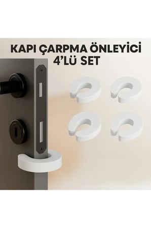 Kapı Çarpma Önleyici 4’lü Set – Bebek Güvenlik Köpük Kapı Stoperi, Parmak Koruyucu, Kapı Koruma
