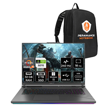 ASUS Rog Strix G18 R9 8940HX 32GB 2TB SSD RTX5070/8GB 240Hz 18" WQXGA W11H Gaming Laptop G814PP