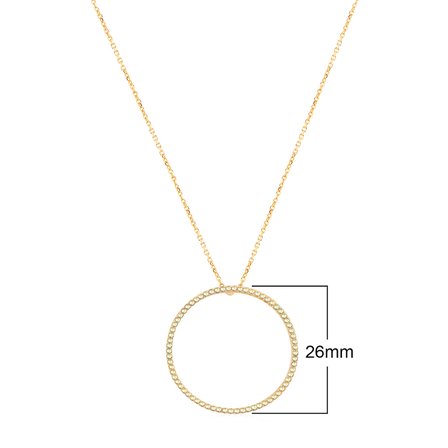 EMILIANO JEWELLERY Altın Kaplama 25 mm Sarı Taşlı Yuvarlak Gümüş Kolye