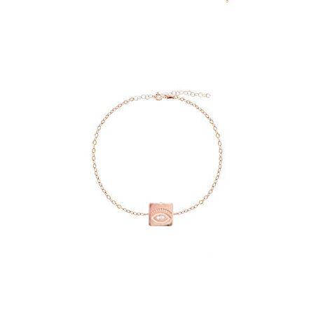 Minik Göz Sembollü Rose Altın Kaplama Gümüş Bileklik