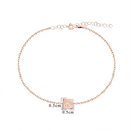 Minik Göz Sembollü Rose Altın Kaplama Gümüş Bileklik