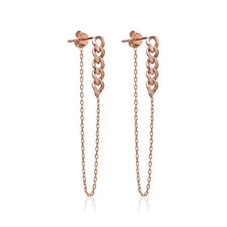 Zincirli Sallantılı Gümüş Küpe