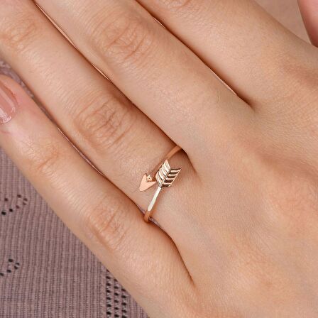 Rose Altın Kaplama Ok Desenli Gümüş Yüzük