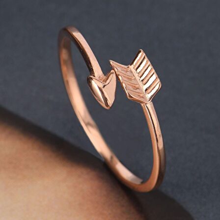 Rose Altın Kaplama Ok Desenli Gümüş Yüzük