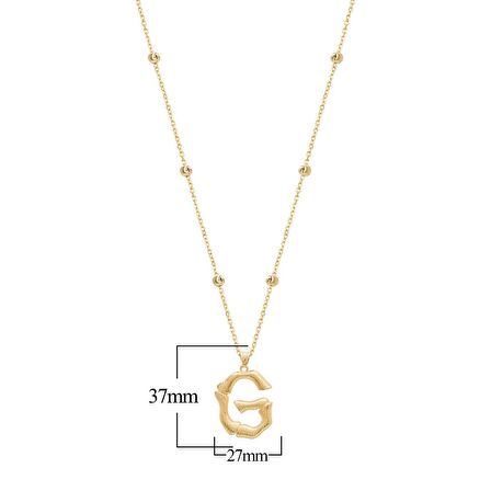 Altın Kaplama Bambu Desenli G Harfi Gümüş Kolye