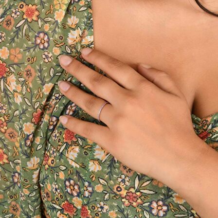 Pembe Zirkon Taşlı Pırlanta Montür Rose Altın Kaplama Tam Tur Gümüş Yüzük