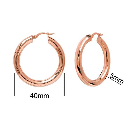 Rose Altın Kaplama 4.90 mm Sallantılı Gümüş Küpe