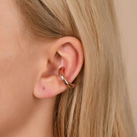 Moda Trendi Rose Altın kaplama Ayarlanabilir 925 Ayar 4.10 mm Kıkırdak Gümüş Küpe