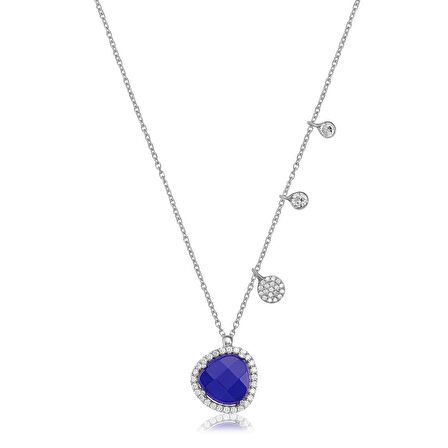 EMILIANO JEWELLERY 925 AYAR GÜMÜŞ ASİMETRİK TAŞLI KOLYE