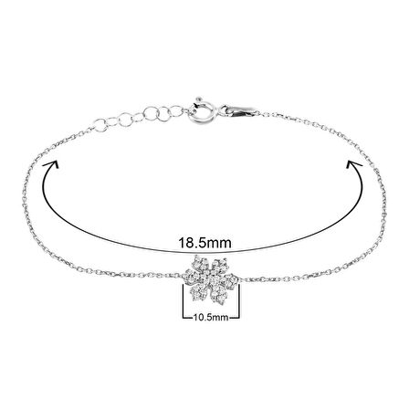 Zirkon Taşlı Pırlanta Montür Gümüş Rengi Kaplama Çiçek Desenli Gümüş Bileklik