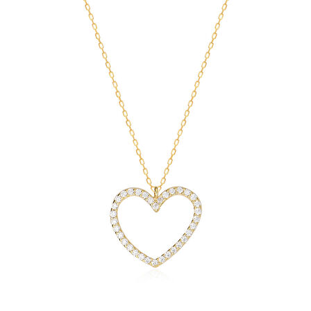 EMILIANO JEWELLERY 925 AYAR ZİRKON TAŞLI KALP KOLYE