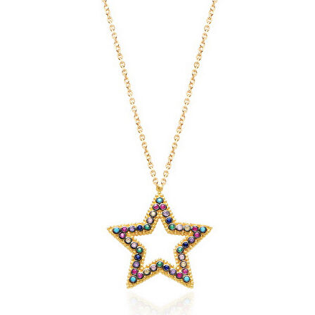 EMILIANO JEWELLERY SİLVER 925 AYAR ZİRKON YILDIZ GÜVERSELİ  KOLYE